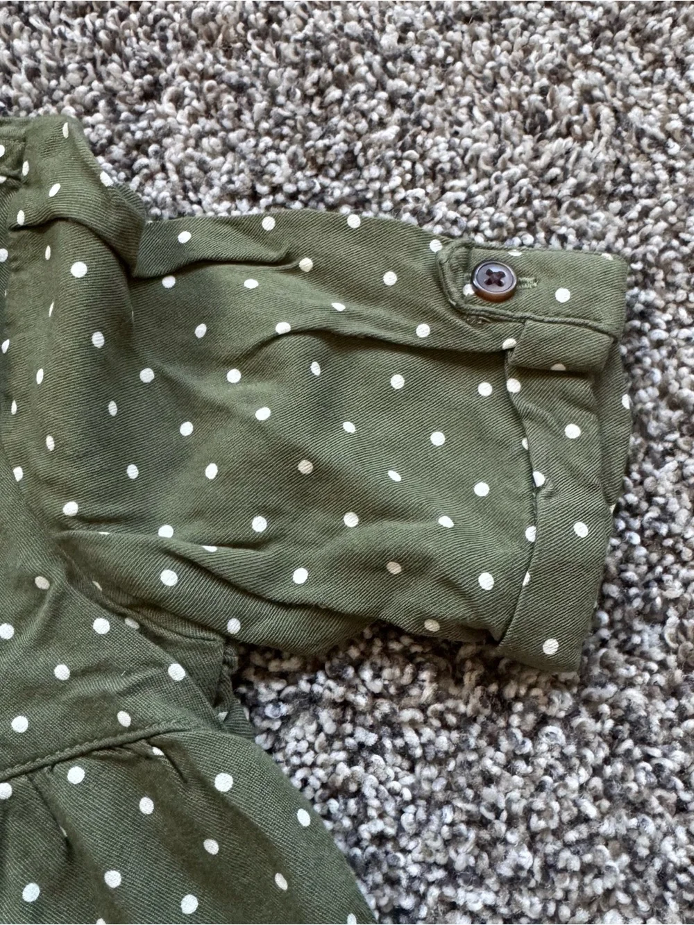 Old Navy Olive Green Polka Dot Button-Front Dress